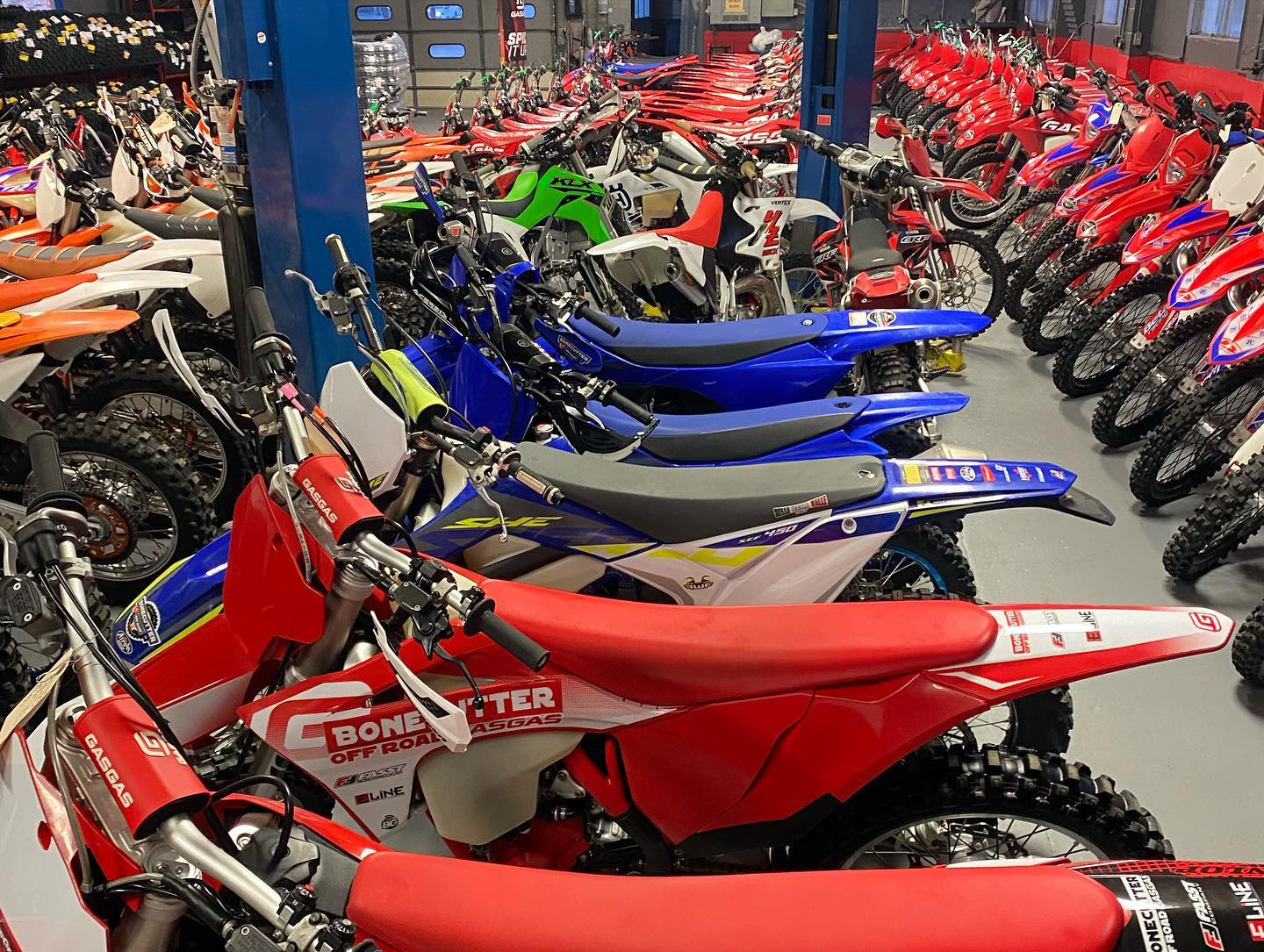 dirt bikes for sale. Dirt bikes for sale lined up at Shop Dirt Bikes